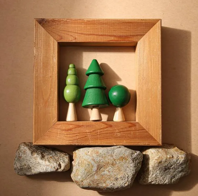 Wooden Miniature Tree Toys Balancing Stacking Stone Blocks Creative Educational Toys