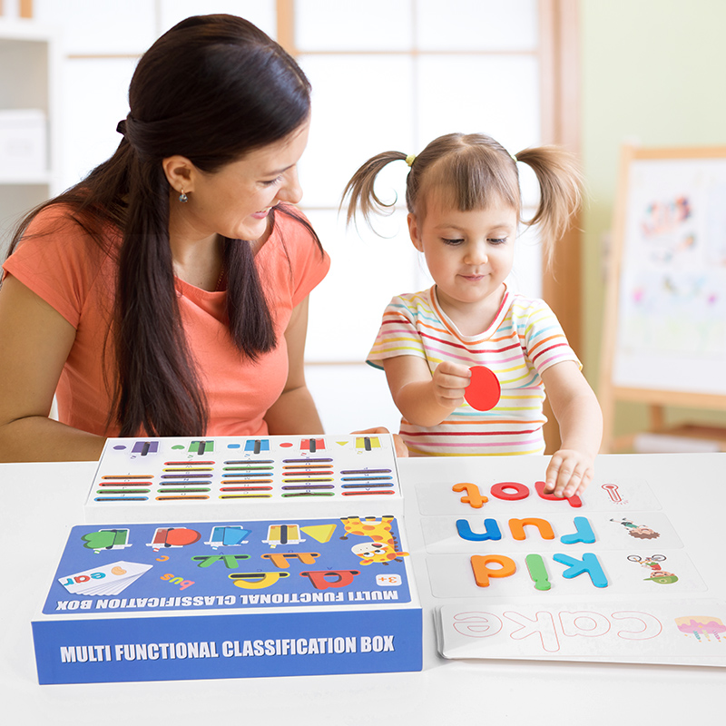 Children's Wooden Alphabet and Word Game Recognition Matching Cards Three-dimensional Double-sided Word Puzzle Toy
