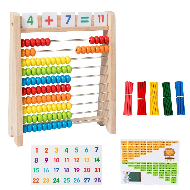 Wholesale Kids Wooden Abacus Beads Rainbow Numbers Counting Beads for Baby Preschool Math Learning Toy for Toddlers