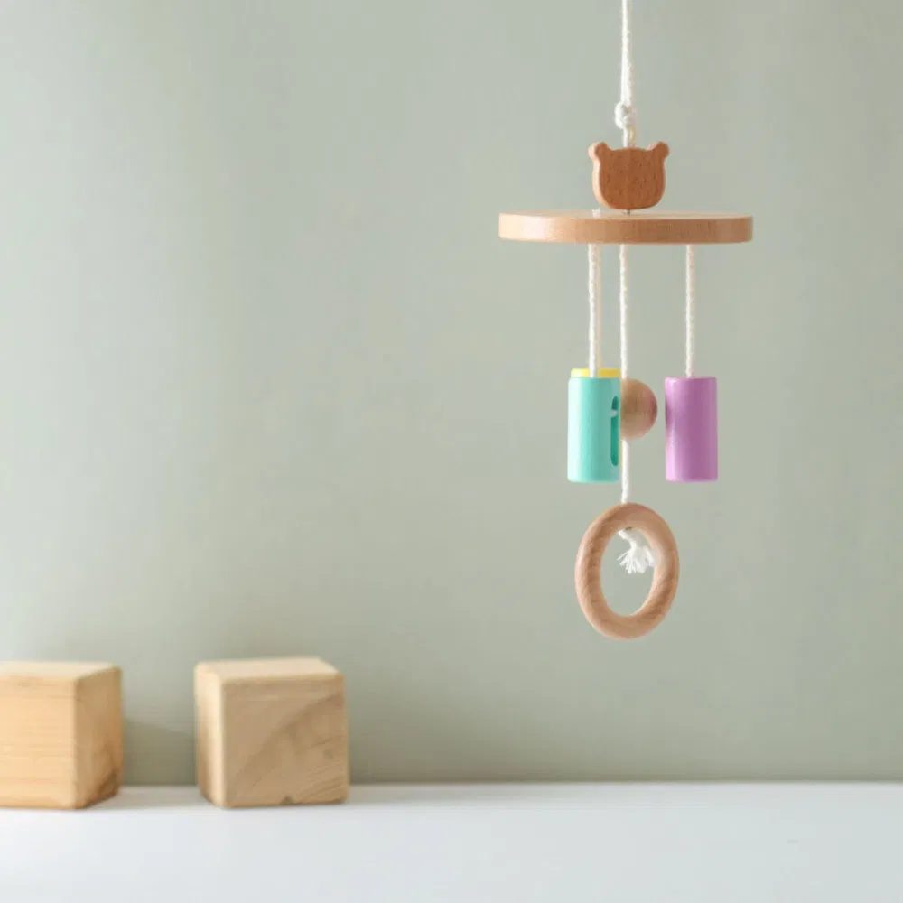 Easy Store Non-Toxic Wooden Crib Mobile Toy for Fine Motor Skills Training
