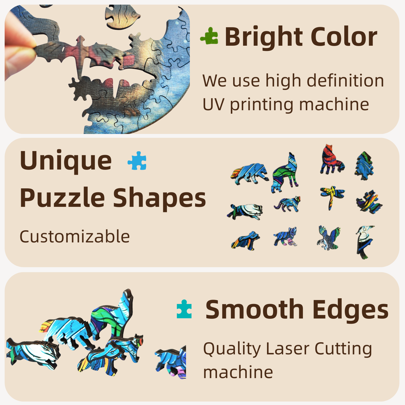 Custom Design A3 5mm Wooden Puzzle Plywood Laser Cut Precision Crafted Jigsaw Puzzles for Gift Giving