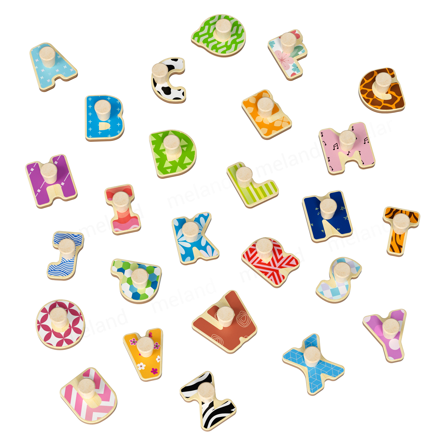 Custom Baby Wooden Alphabet Jigsaw Puzzle Toy Hand Grab Board Set Educational Cartoon Puzzle Children Gift
