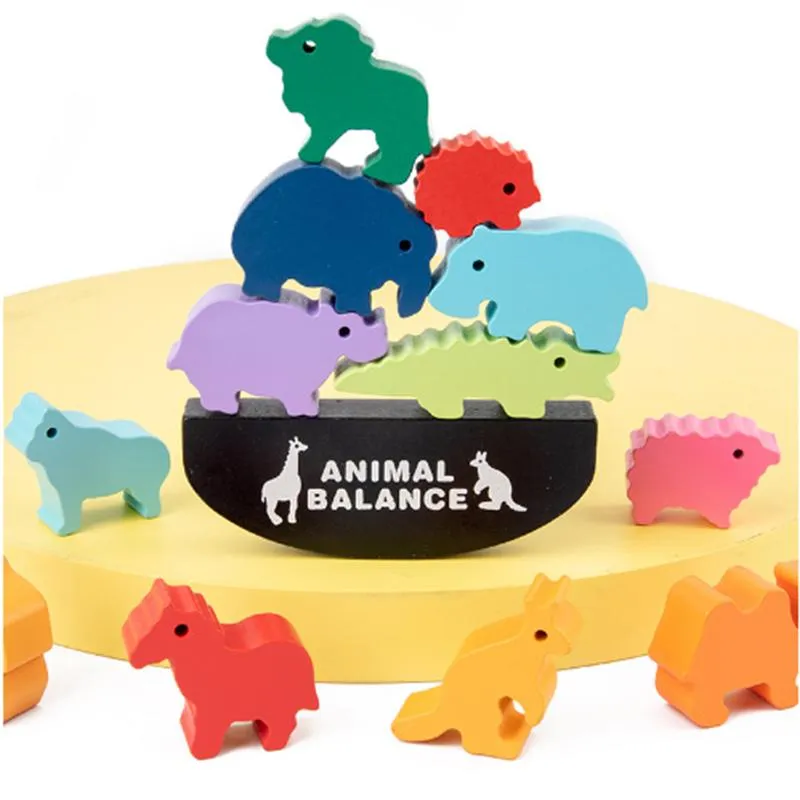 Wood Children′ S Dinosaur Balance Assembly Building Blocks Stacking High-Balance Boat Stacking Early Education Puzzle Toys