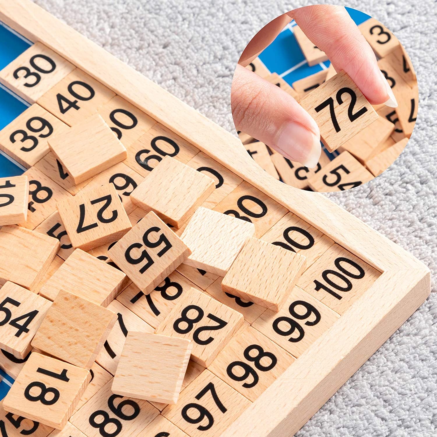 Wooden Montessori math hundred-character board 1-100 pcs, math counting toy, with storage bag