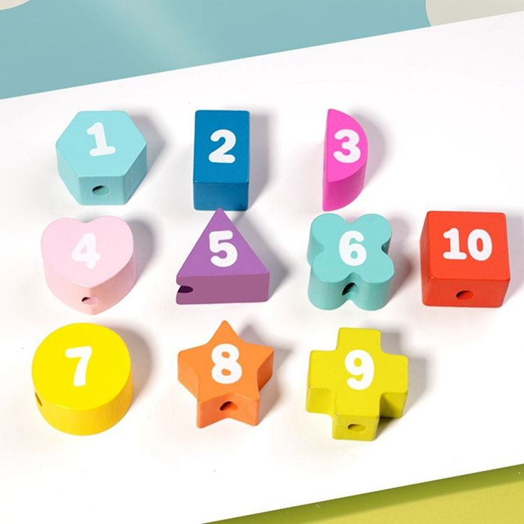 Fine Motor Skill Training Wooden Threading Toy Kids Number Cognition