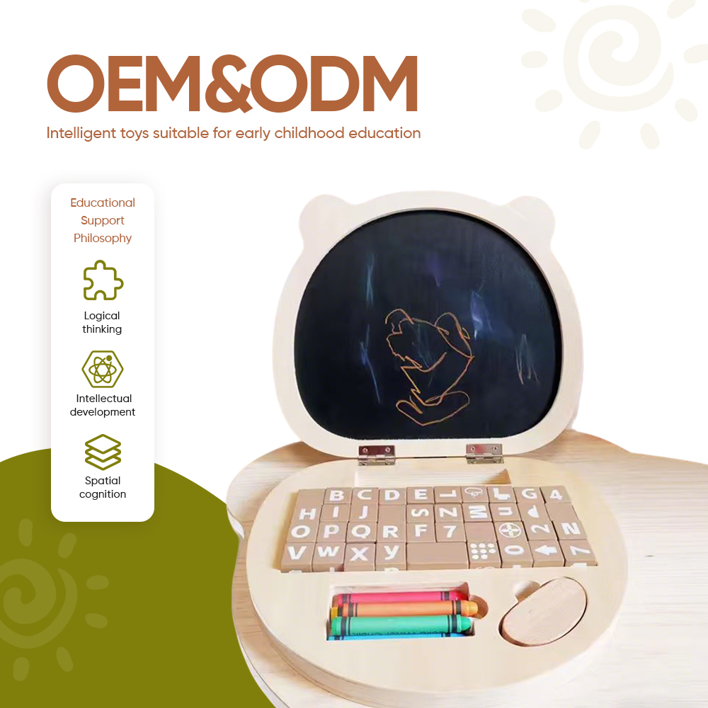 Montessori-Inspired Wooden Toy Computer For Toddlers Educational Pretend Play English Alphabets Keyboard EN71 CPC
