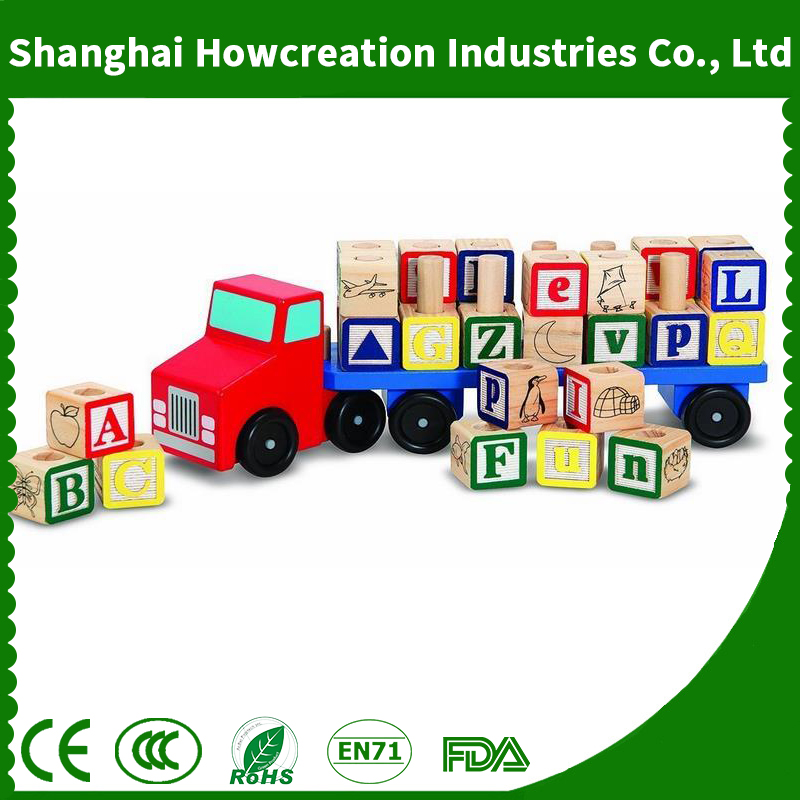 New Arrival Wooden Material Alphabet Blocks Wooden Truck Educational Toy for Kindergartner Students Learning