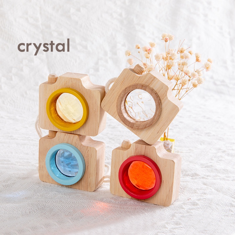 Crystal Wooden Educational Toys Learning Montessori Teether Beech Wooden Toys Camera Baby Teether Wood