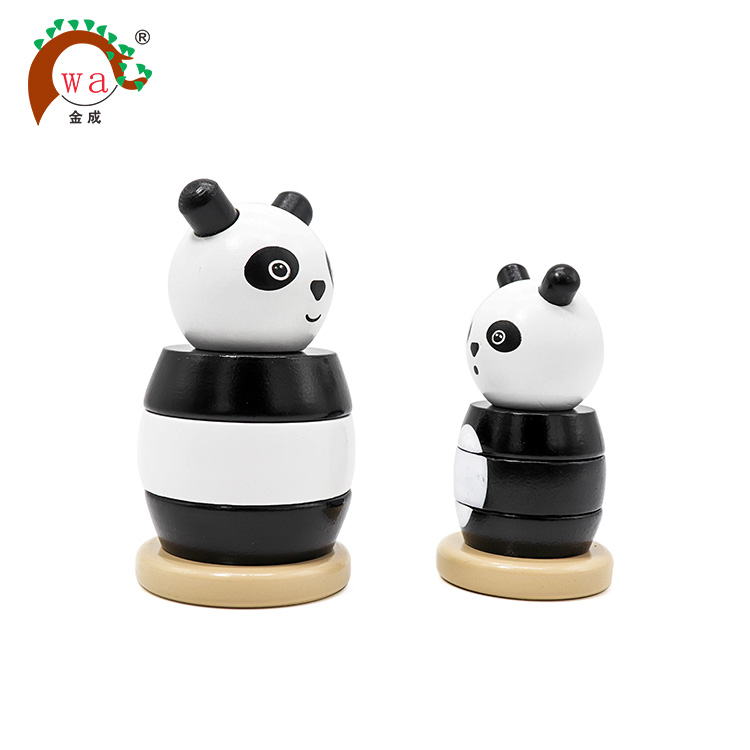 Wooden Toy Panda Family Pile Tower Stacking Set for Kids