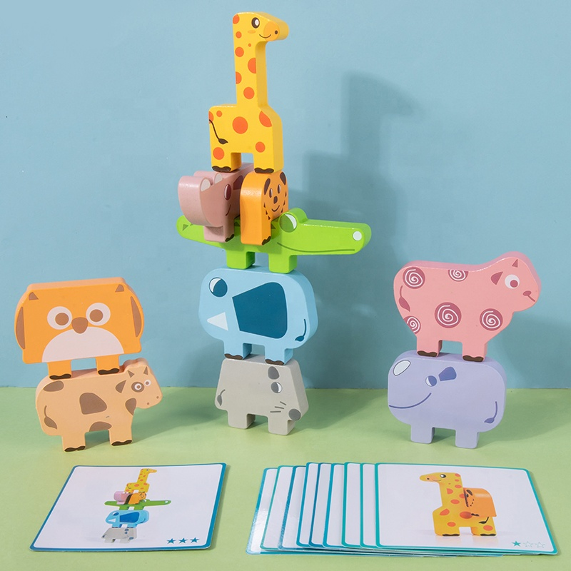Kids Wooden Blocks Moon Shaped Balance Stacking Toys