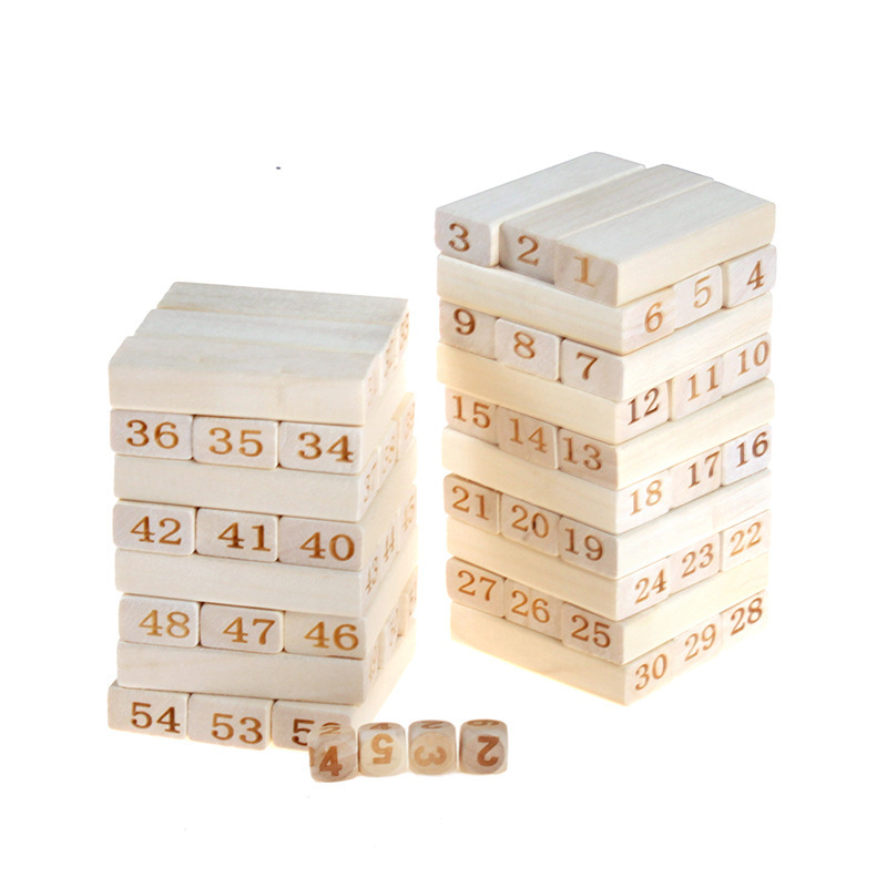 Wooden Educational Toy Primary Color 54-Piece Large Stacking Blocks Desktop Game Block Set Baby Color Box Packaging