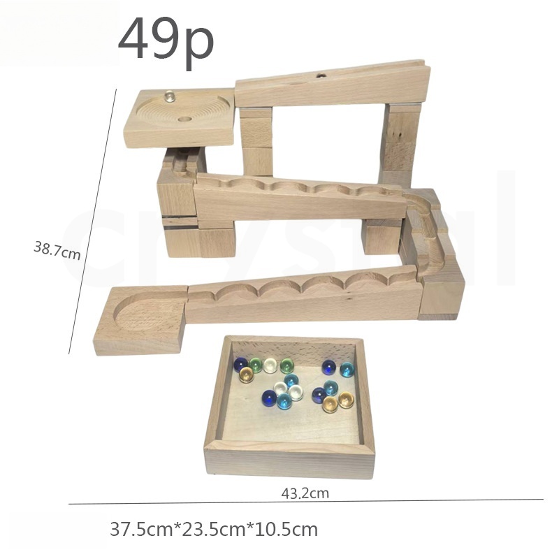 Crystal Solid Wood Track Ball Building Blocks Marble Track Ball Children's Large Wooden Educational Building Blocks Toy
