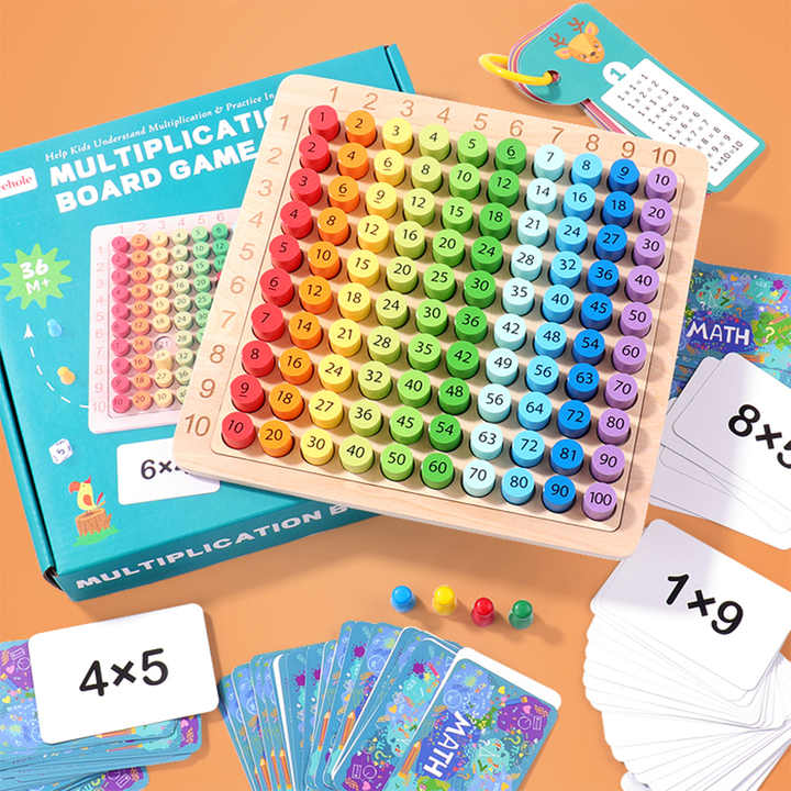 Wholesale Customizable Wooden Multiplication Board Game Children's Arithmetic Learning Math Toy