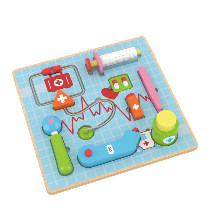 Wooden Toddler Role Play Puzzle Board, Montessori Educational Learning Toy for Fine Motor Skills, Early Development Activity Board for Kids Boys Girls Age 3+
