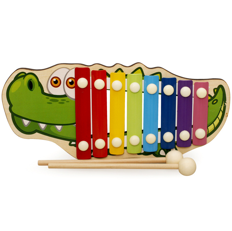 Educational Intelligence Toys Wooden Building Blocks Musical Hand Drum Animal Eight-Tone Piano Children's Toys 4-6 Years Old