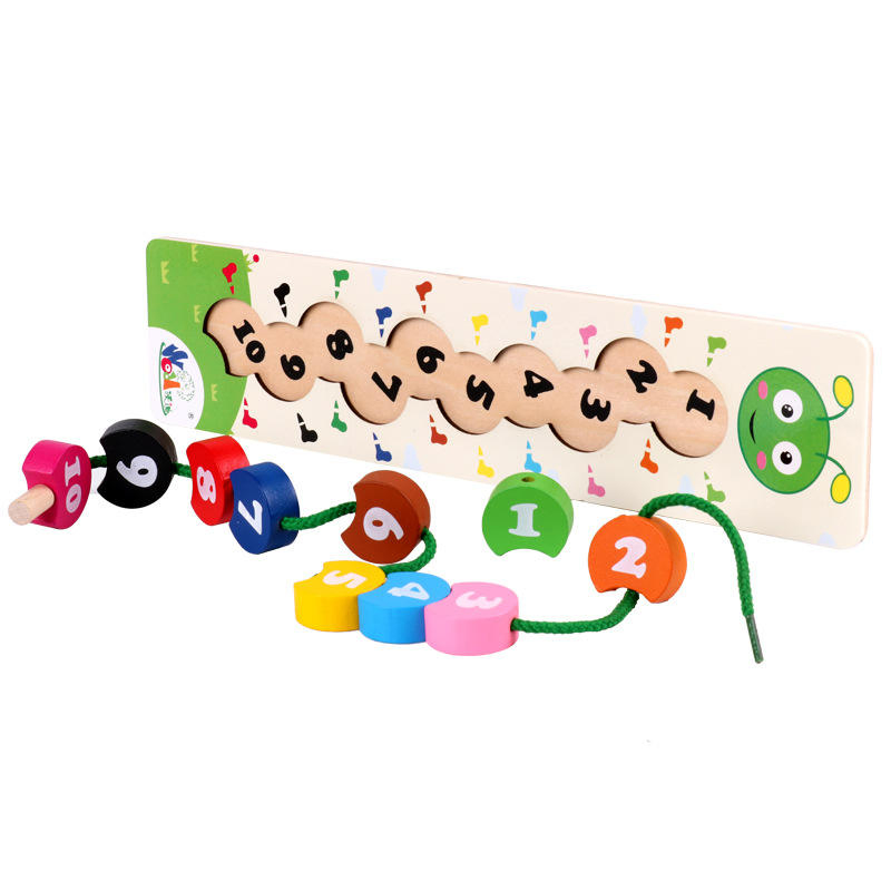 Fine Motor Skill Training Wooden Threading Toy Kids Number Cognition