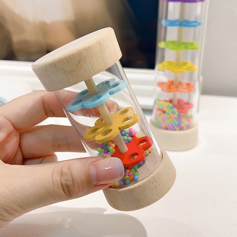Hot Selling Early Education Wooden Rain Drum Musical Instrument Children Hand-eye Coordination Training Baby Music Toy for Kids