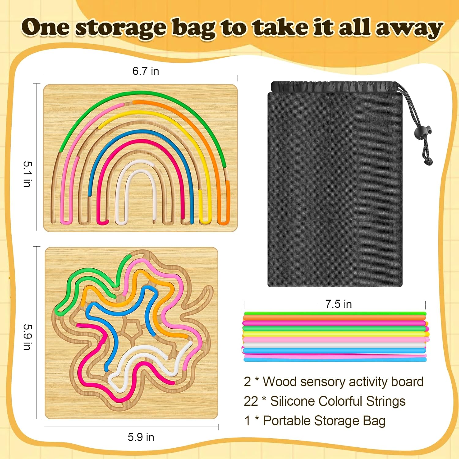 New Fidget Sensory Toys for Kids Double-Sided Bamboo Sensory Activity Board 2 Pack