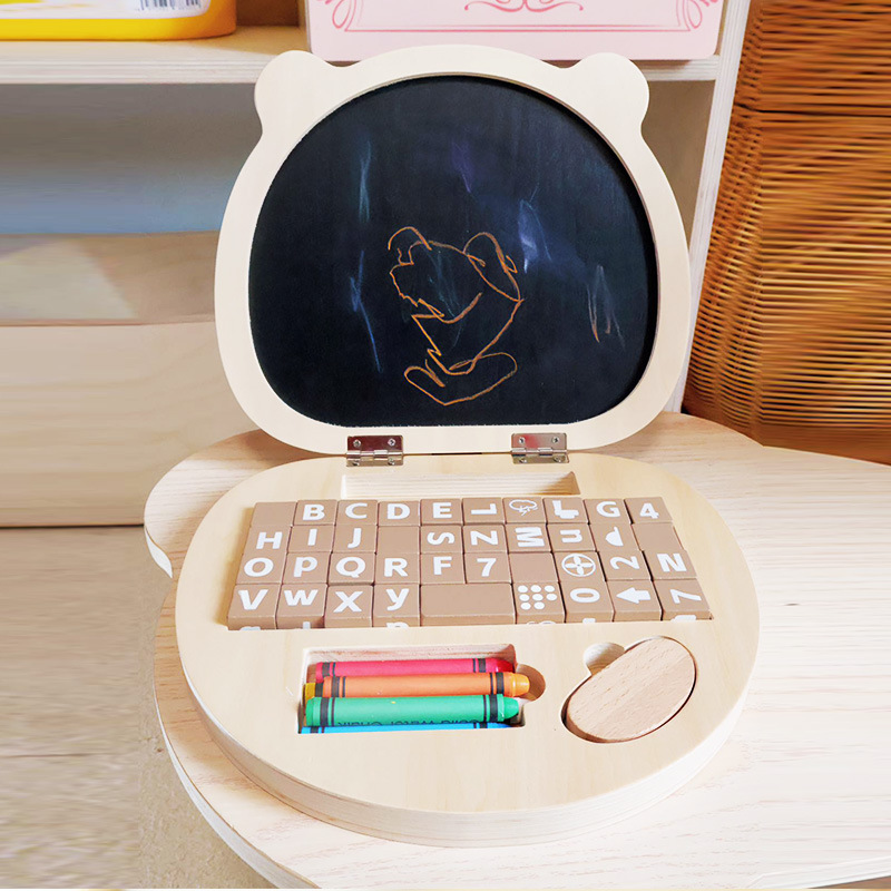 Montessori-Inspired Wooden Toy Computer For Toddlers Educational Pretend Play English Alphabets Keyboard EN71 CPC