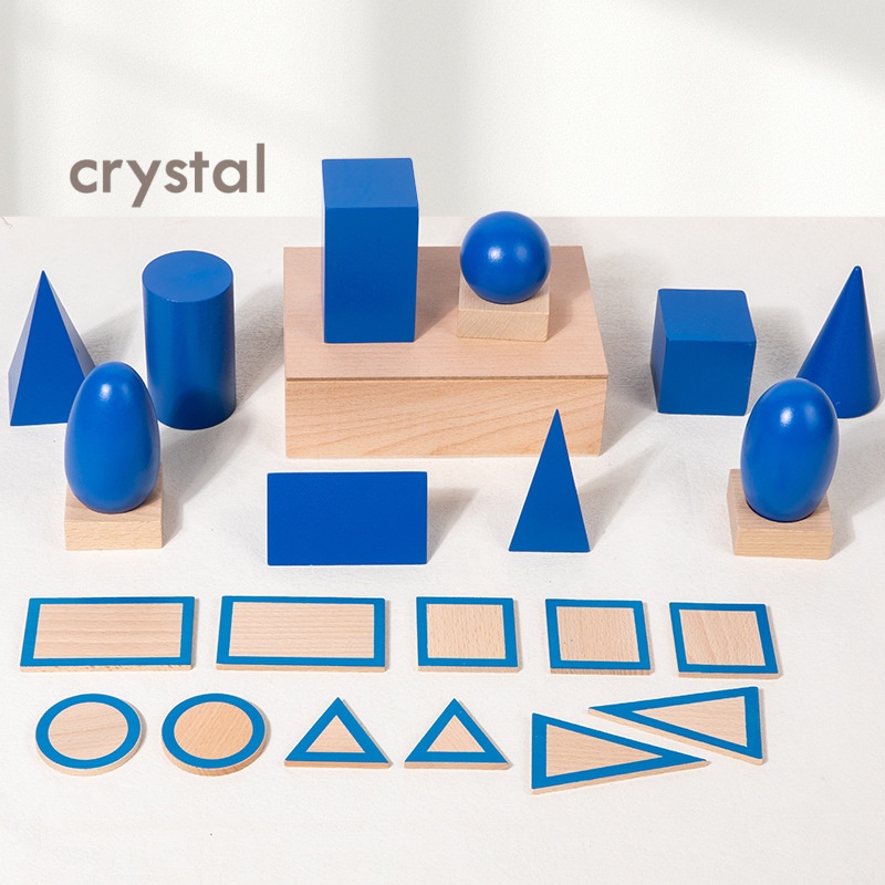 Crystal Wooden Geometric 3D Graphics Montessori Early Education Mathematics Teaching Aids Big Cube Toy for 2-6 Years Unisex