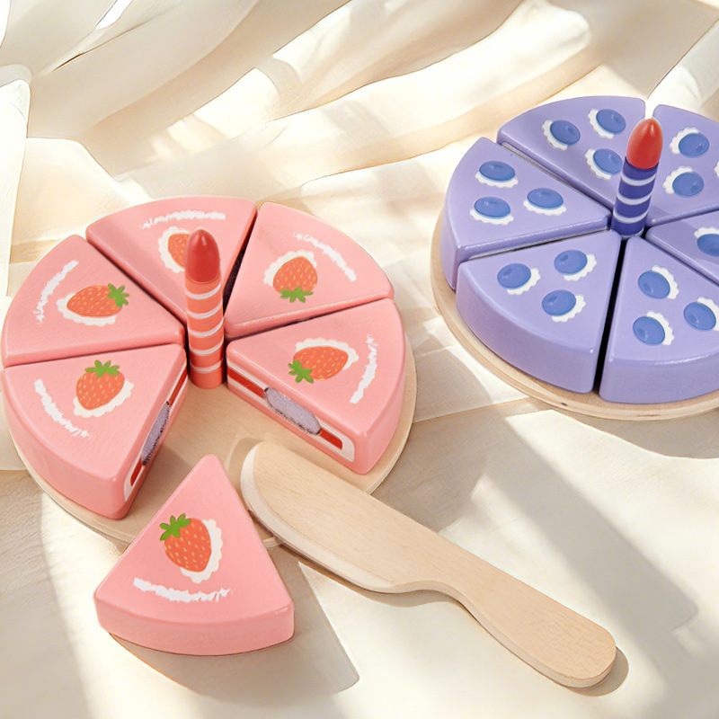New Role Pretend Simulation Birthday Cake Toys for Kids Educational Puzzle Game Wooden Children Dessert Cutting Role Play Toy