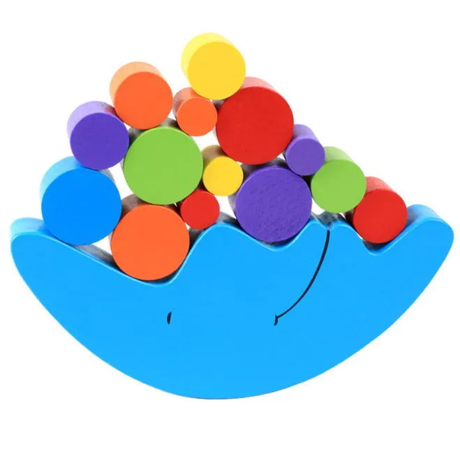 Kids Wooden Blocks Moon Shaped Balance Stacking Toys
