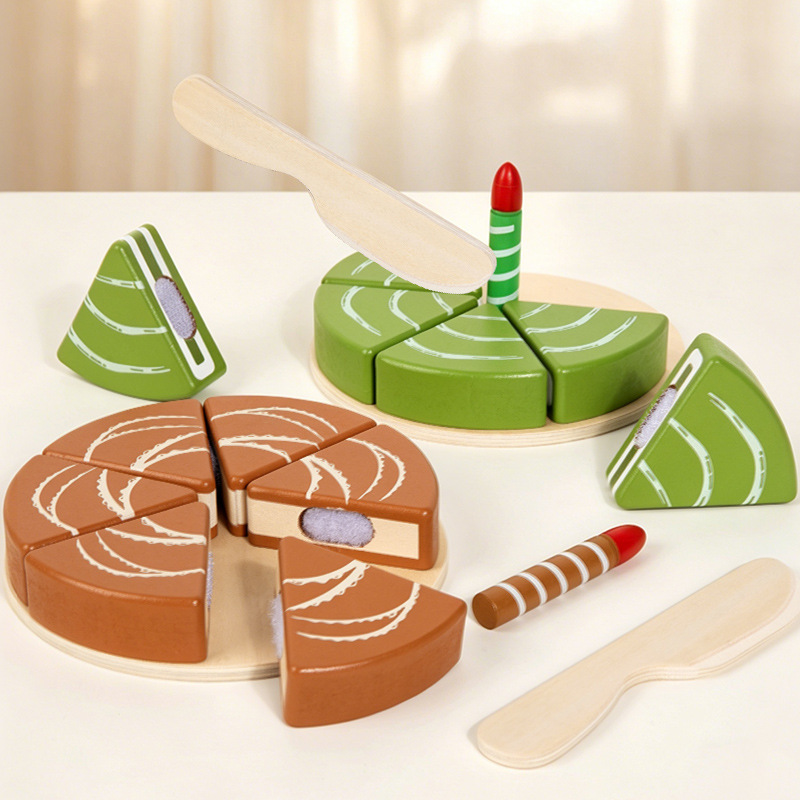 New Role Pretend Simulation Birthday Cake Toys for Kids Educational Puzzle Game Wooden Children Dessert Cutting Role Play Toy