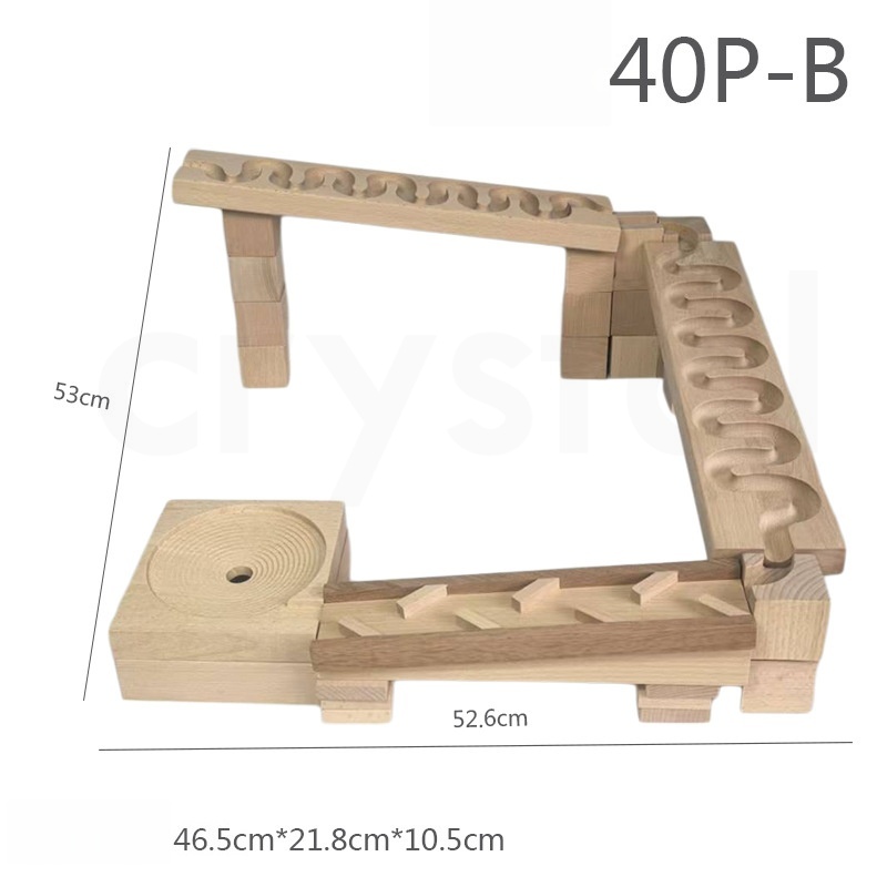 Crystal Solid Wood Track Ball Building Blocks Marble Track Ball Children's Large Wooden Educational Building Blocks Toy
