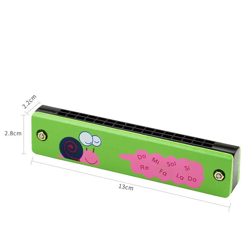 Wholesale Wood Harmonica Kid Wooden Painted Harmonica Wooden Musical Instrument Toys Cartoon Harmonica