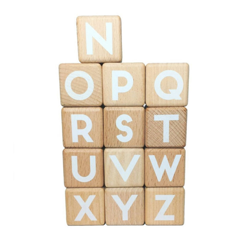 Nautical Style Wooden Building Blocks Toddlers Pine Wood Alphabet Number Stack Toys Polished Kids Souvenir Model Letters Cube