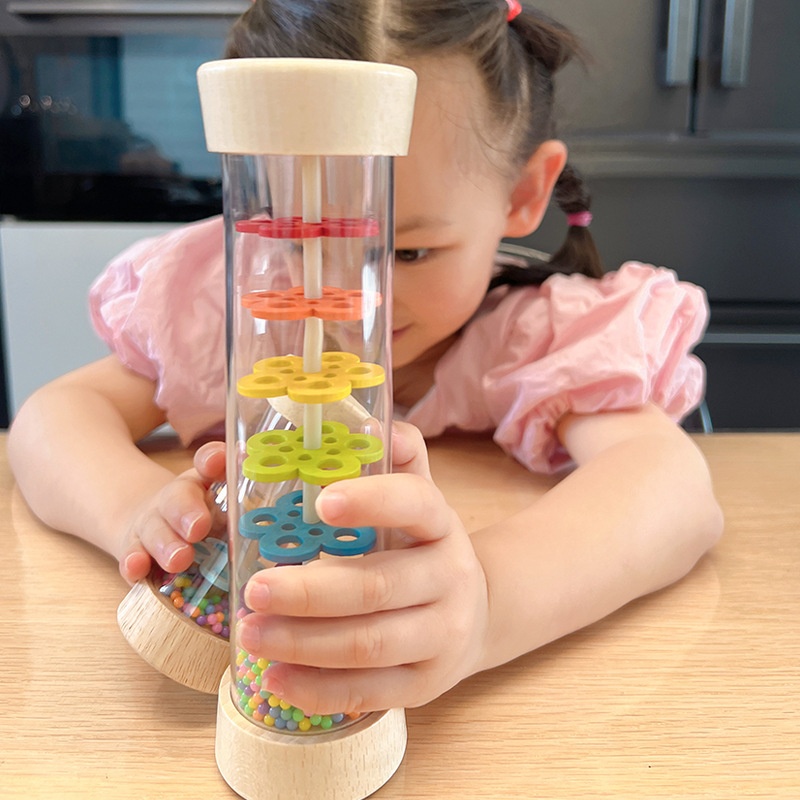 Hot Selling Early Education Wooden Rain Drum Musical Instrument Children Hand-eye Coordination Training Baby Music Toy for Kids