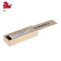 Wooden Dominoes Game Set Of 28 Tiles With Storage Box Black/Natural Wood Customizable Block Games For Adults &amp; Kids