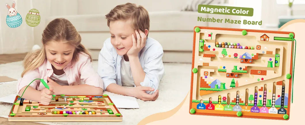 Montessori Toys Magnetic Color and Number Maze