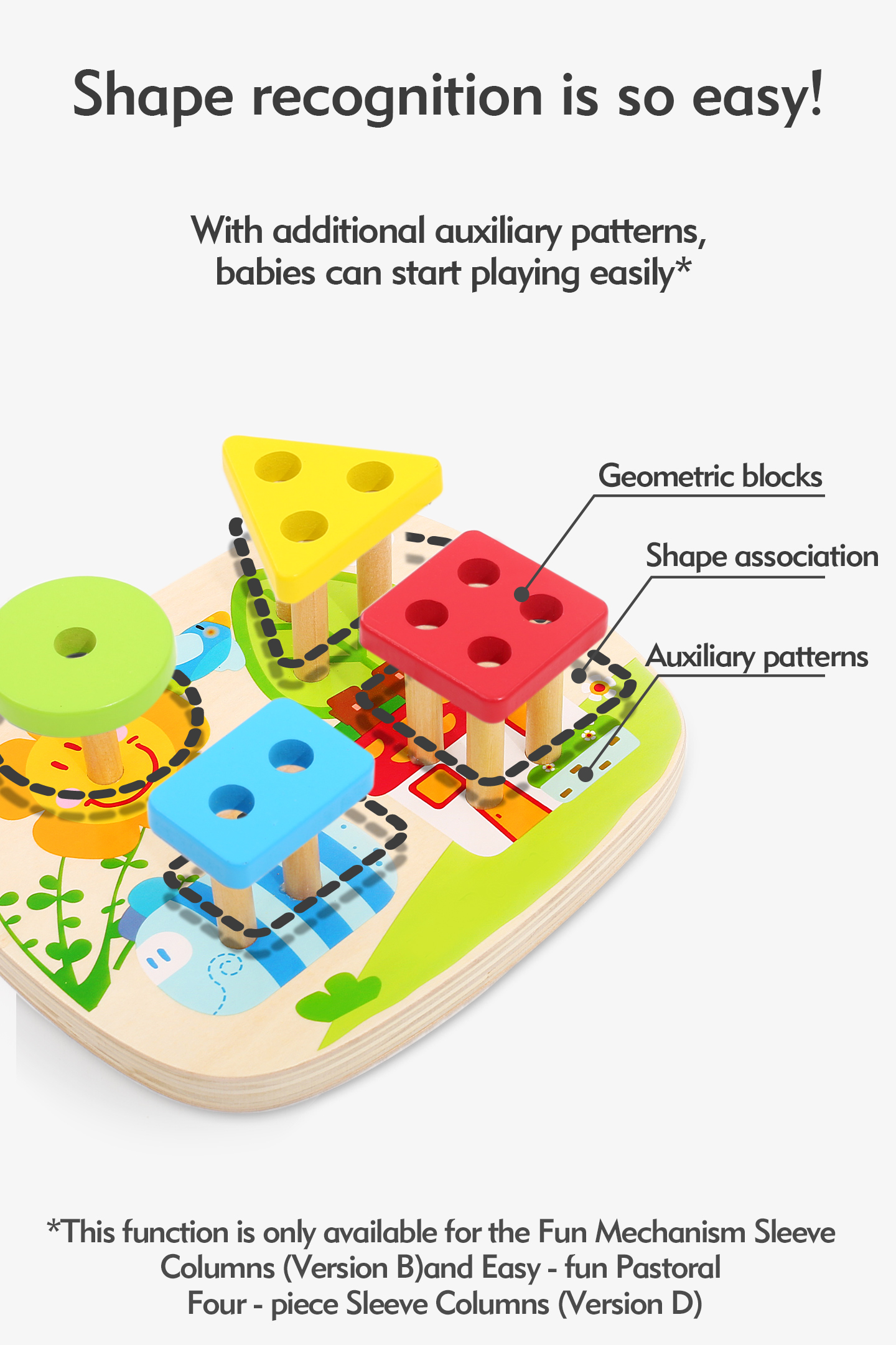 Montessori Wooden Sensory Toys for Kids 1-2 Years Educational Gear Shape Sorting Stacker