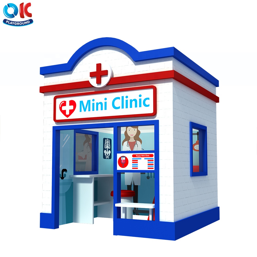 OK Playground Mini Clinic Role Play Game Equipment Indoor Kids Playhouse Wooden