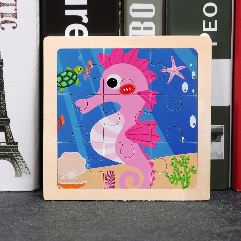 Wholesale Kids Wooden Puzzle Cartoon Animal Traffic Tangram Wood PuzzleToys Educational Jigsaw Toys for Children