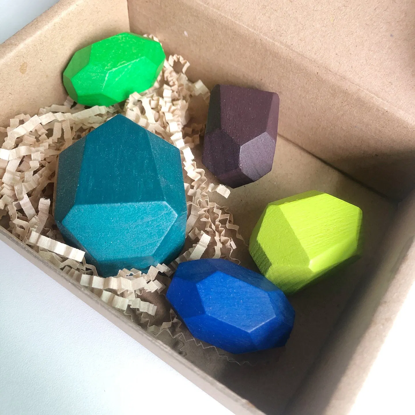 Customized Rainbow Sorting Building Blocks Kids Stacking Rocks Balancing Wooden Stone Toys