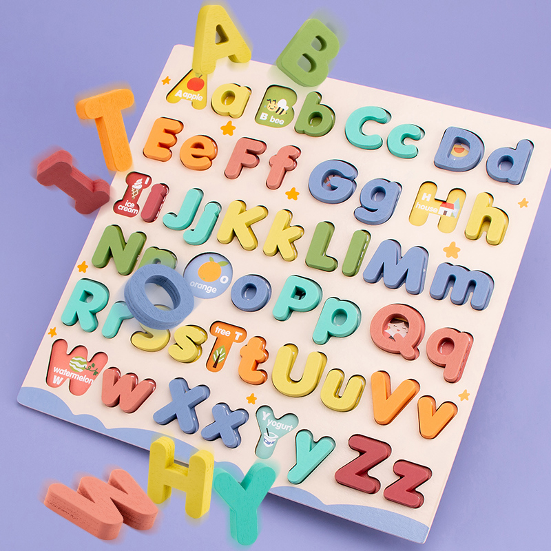 Most Popular Wooden Puzzle Montessori Wooden Alphabet Puzzles Board Initiation Kids Learning Toys