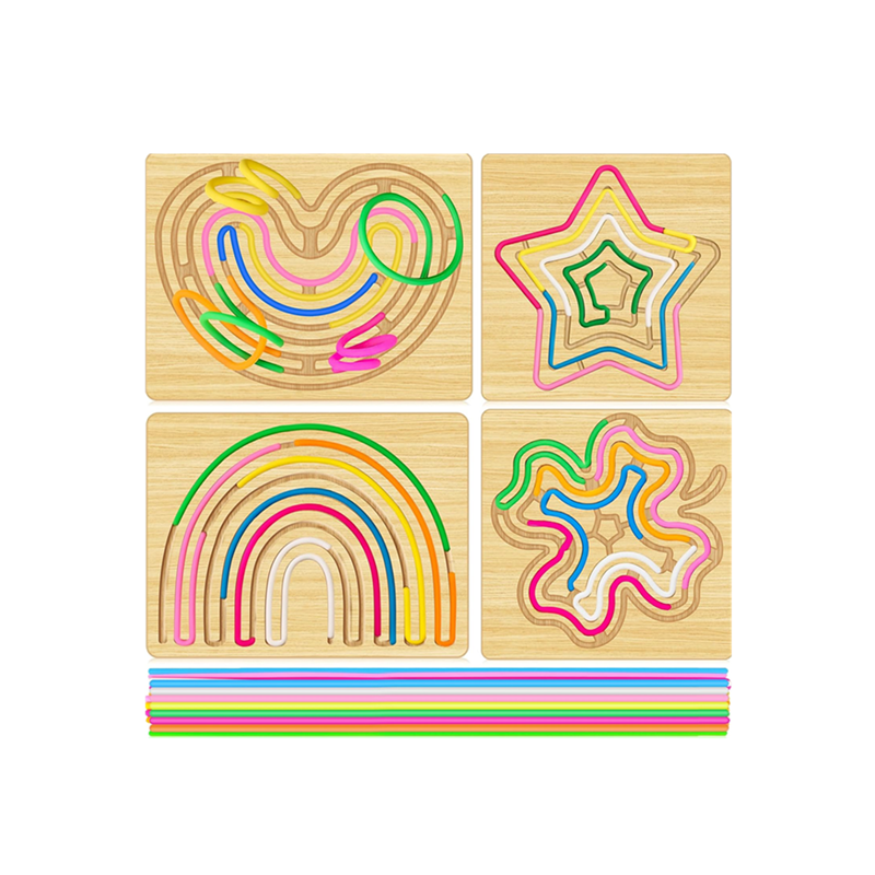 New Fidget Sensory Toys for Kids Double-Sided Bamboo Sensory Activity Board 2 Pack
