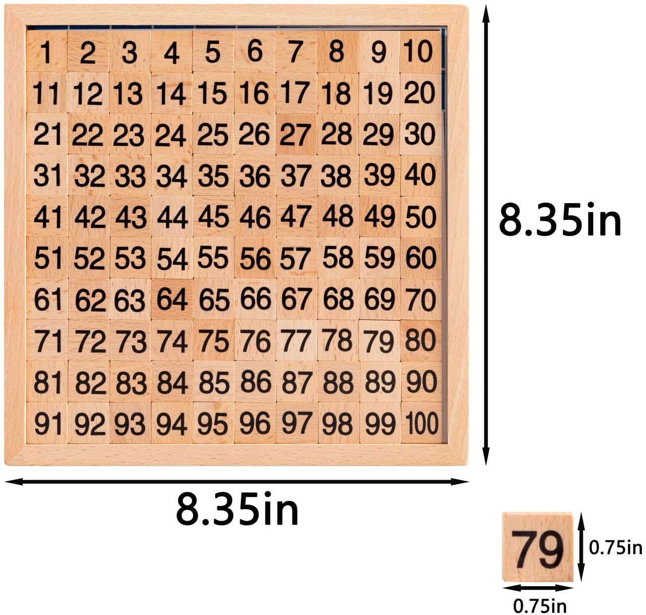Montessori board dimension details