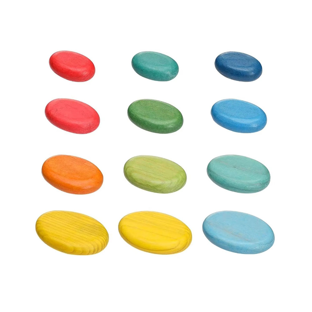 Wooden Stone Stacking Game for Toddler Wood Sorting Montessori Stacking Rocks for Kids Baby Block