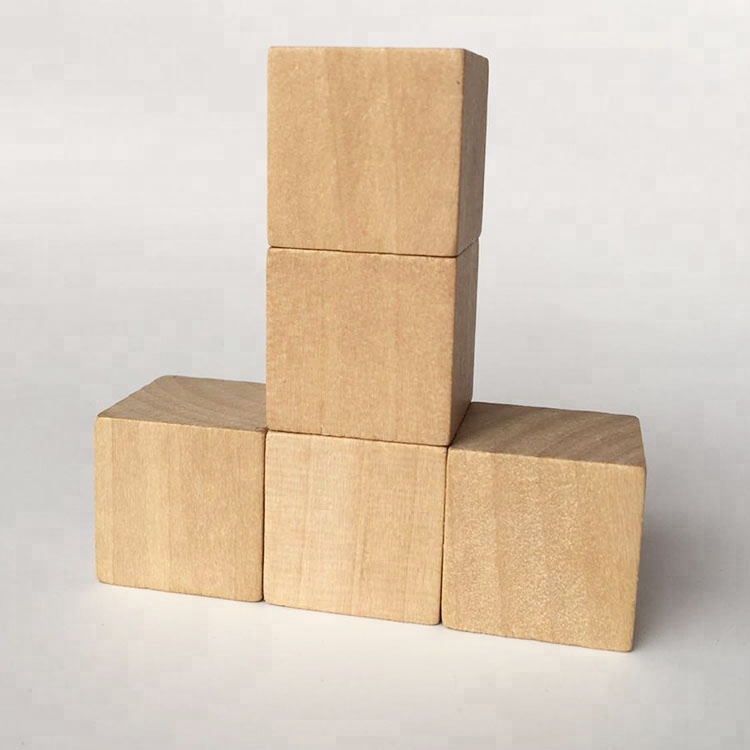 Unfinished 25mm Wooden Blocks Wood Cube Wooden Building Blocks for DIY
