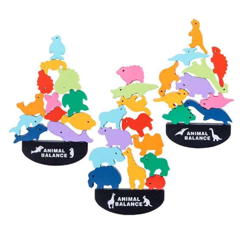 Wood Children′ S Dinosaur Balance Assembly Building Blocks Stacking High-Balance Boat Stacking Early Education Puzzle Toys