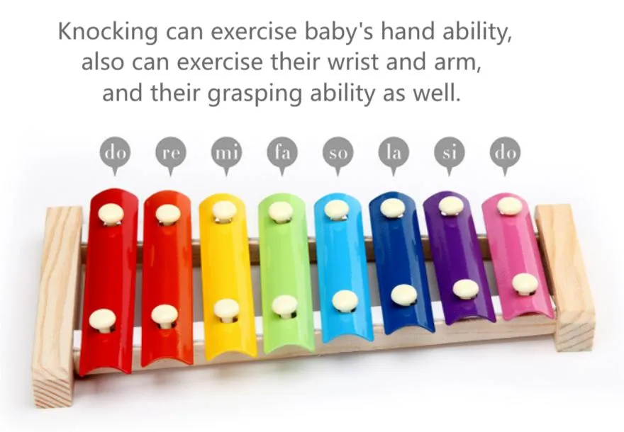 Wooden Kids Musical Percussion Instruments Toys Xylophone 8-Tone Instrumental Games Educational Toys