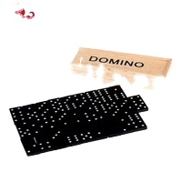 Wooden Dominoes Game Set Of 28 Tiles With Storage Box Black/Natural Wood Customizable Block Games For Adults &amp; Kids