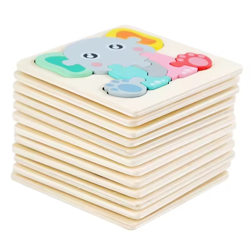 New Arrival Wooden Children 3d Cartoon Animal Diy Jigsaw Puzzle Educational Intelligence Exercises Toys For Toddler
