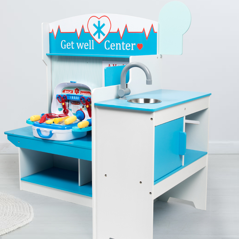 Children's Wooden Pretend Hospital Examination Table. Doctor and Nurse Role-playing Children's Play Toys.