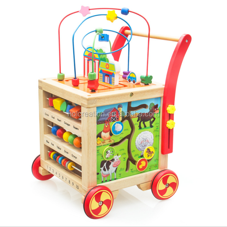 New Arrival Wooden Learning Bead Maze Cube 5 in 1 Activity Center Educational Toy to Help Kids Develop Intelligence