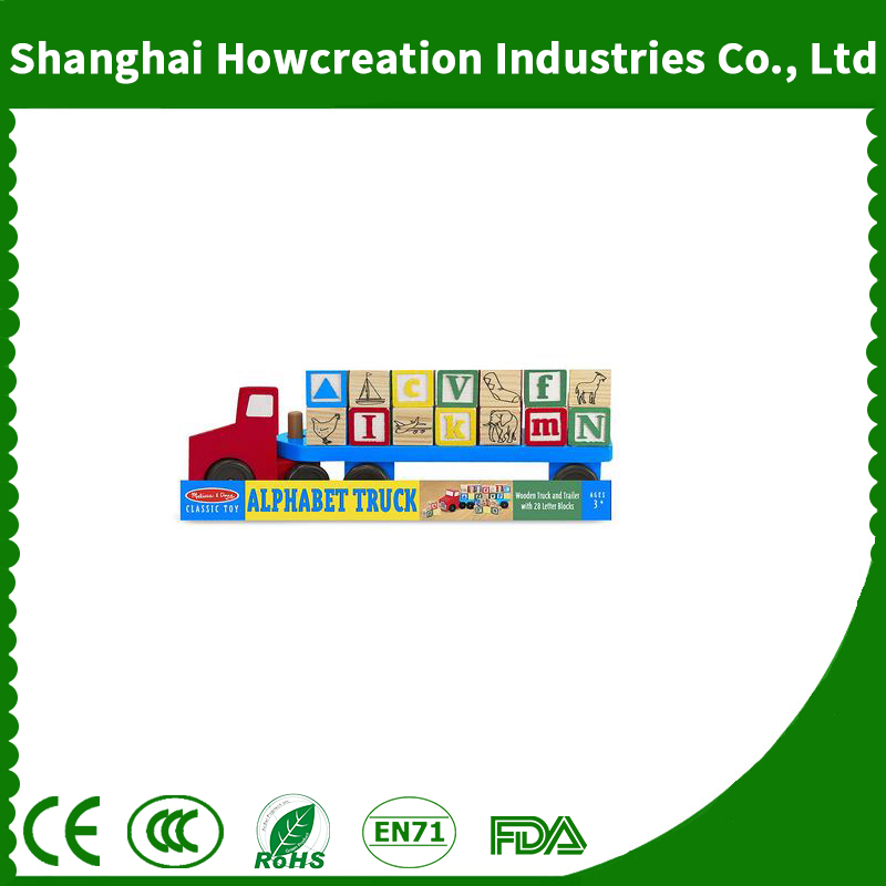 New Arrival Wooden Material Alphabet Blocks Wooden Truck Educational Toy for Kindergartner Students Learning
