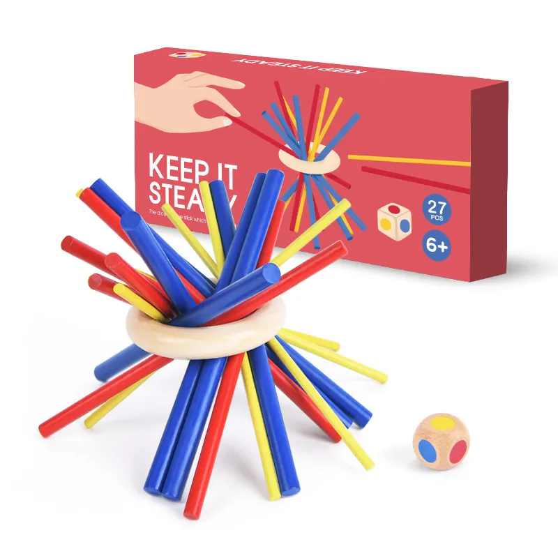 Montessori Children Table Balance Game Block Stick Wooden Educational Color Fun Wooden Stick Game Toys Balance Wooden Sticks Set